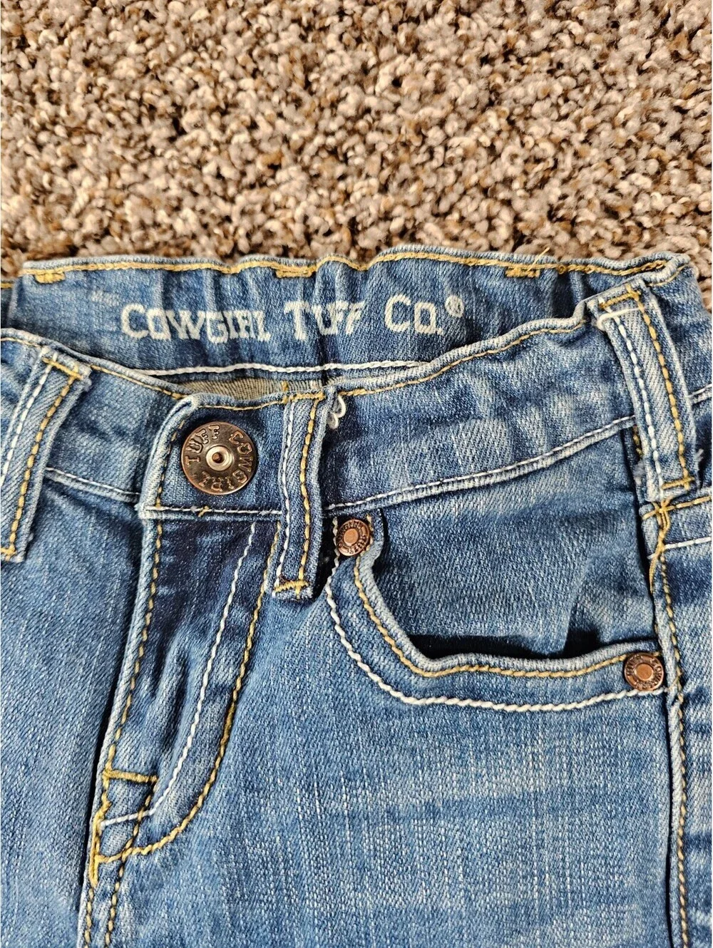 Cowgirl Tuff Co Girls Sz 6 Bootcut Western Blue Jeans Adjustable Waist